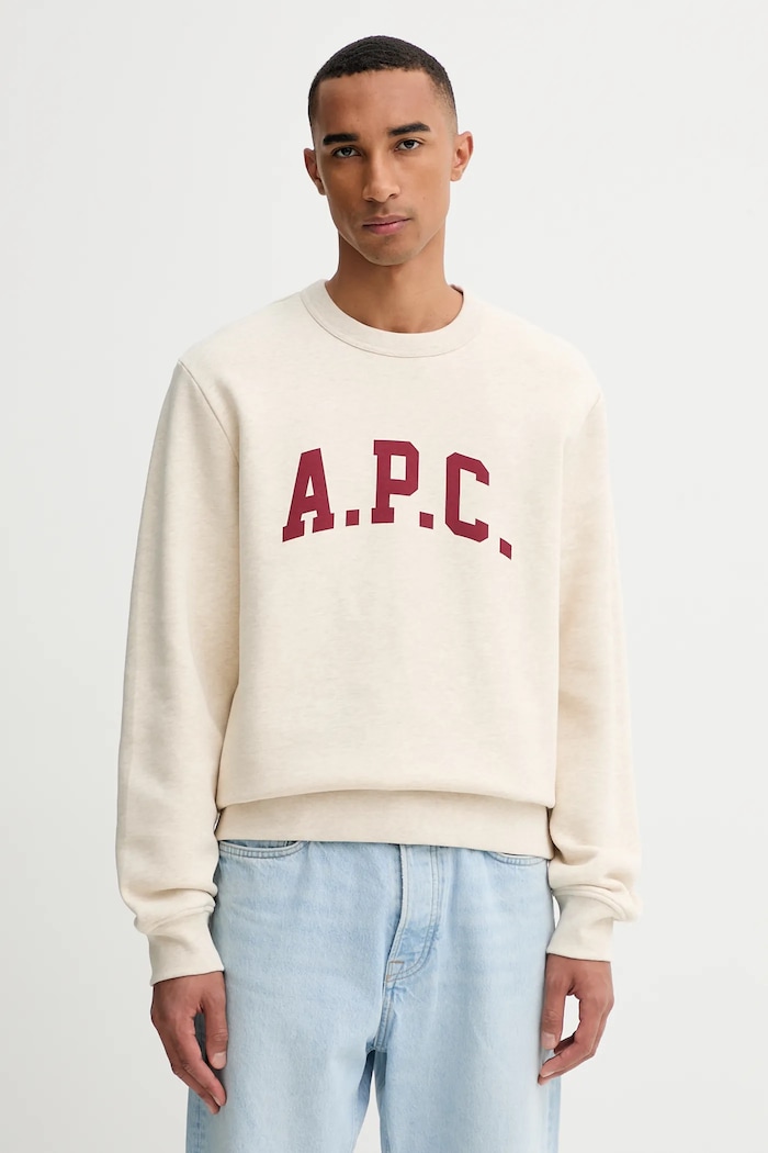 Mikina A.P.C. sweat harris - GOTS bez kapuce béžová COHBR.H37012