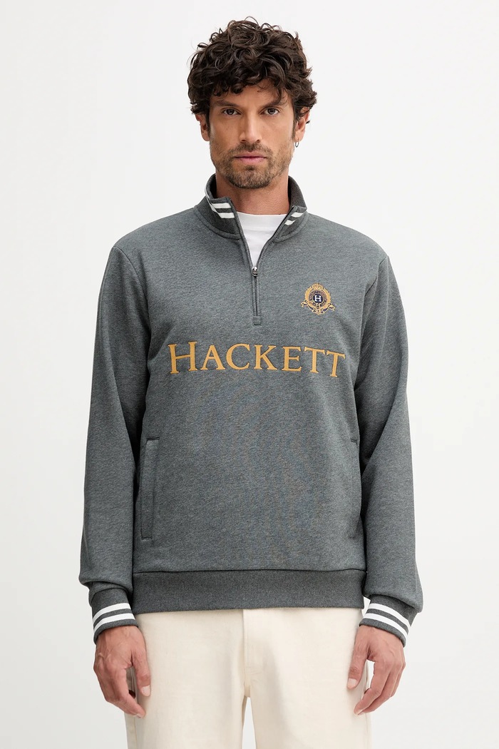 Dukserica Hackett London bez kapuljače siva HM5800022