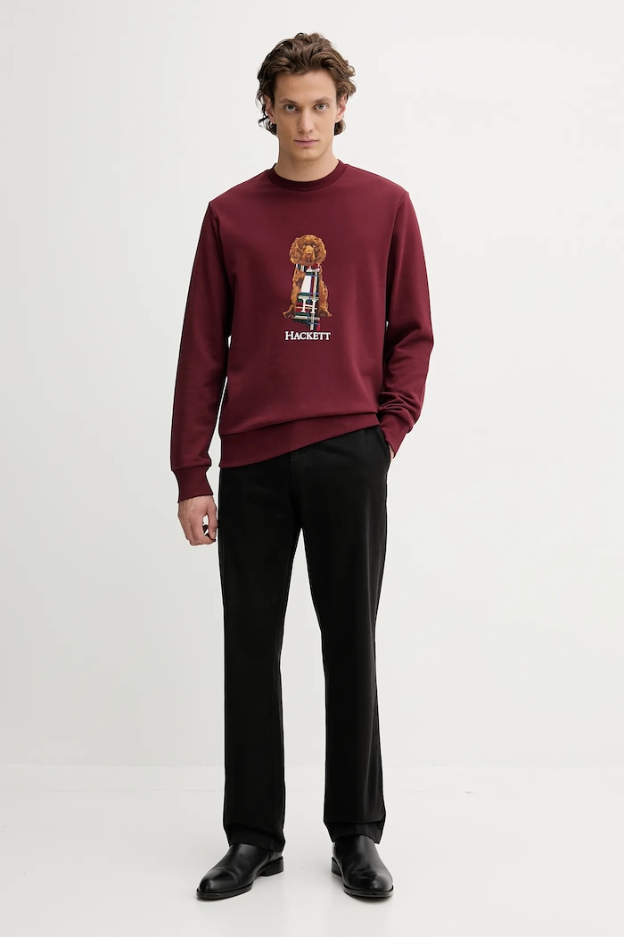 Hackett London hanorac de bumbac HM5800015 burgundia AW25