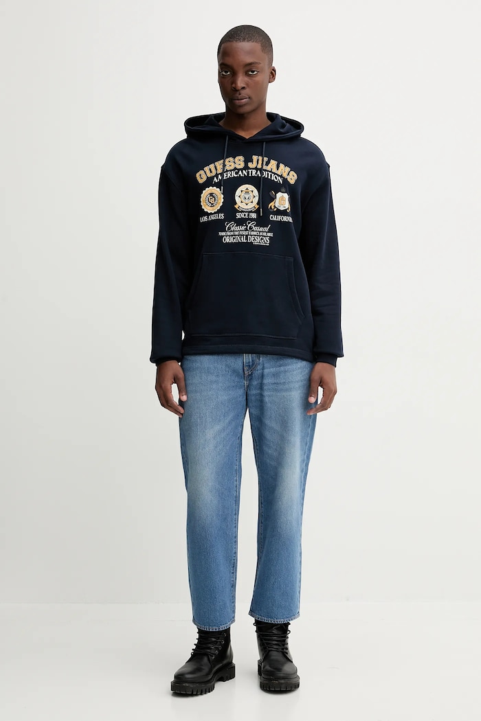 Bavlnená mikina Guess Jeans M5YQ18.KCPR1 tmavomodrá AW25