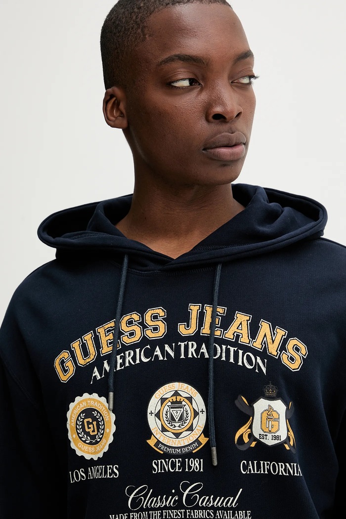 Bavlnená mikina Guess Jeans tmavomodrá M5YQ18.KCPR1