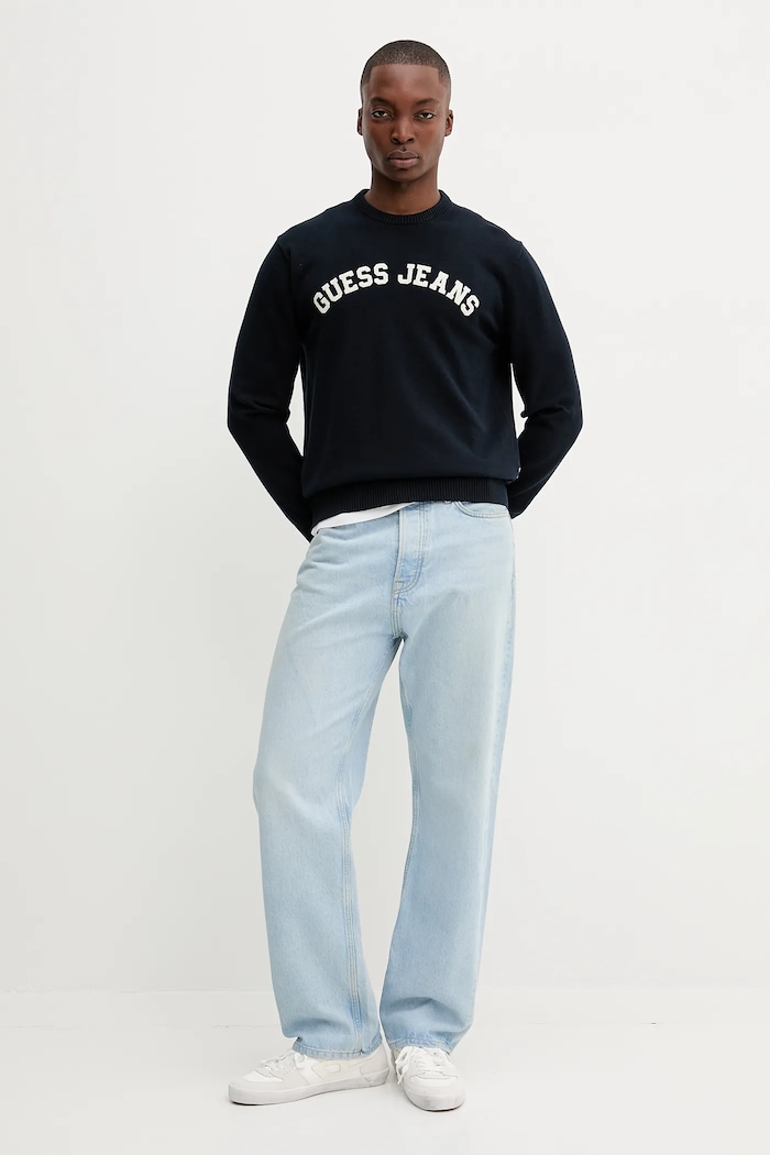 Bavlněný svetr Guess Jeans M5YR18.Z3HM1 námořnická modř AW25