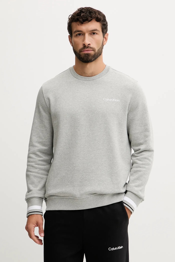 Mikina Calvin Klein Performance bavlna sivá LVGMF5W312