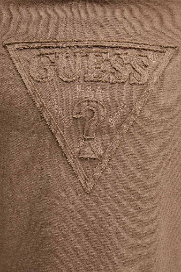 Βαμβακερή μπλούζα Guess M5BQ04.K0961 καφέ