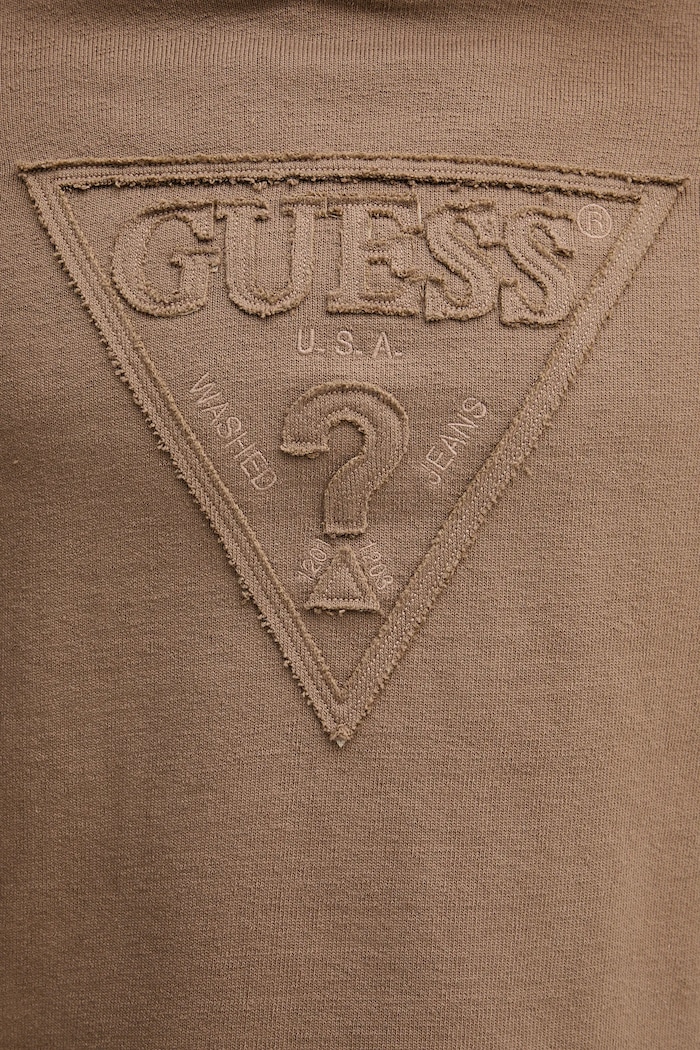 Βαμβακερή μπλούζα Guess M5BQ04.K0961 καφέ