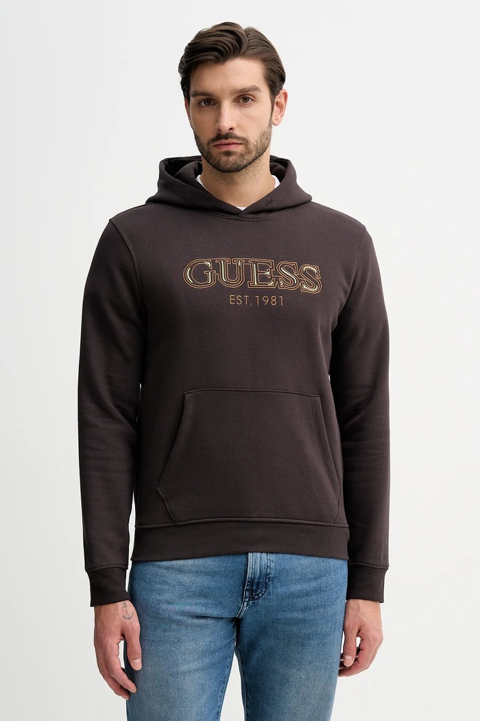 Μπλούζα Guess με κουκούλα καφέ M5BQ36.K9Z21