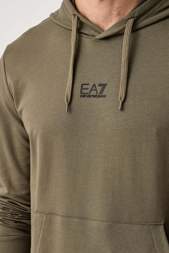 Bluza z kapturem męska bawełniana z elastanem EA7 Emporio Armani PJVRZ.8NPM32 zielony