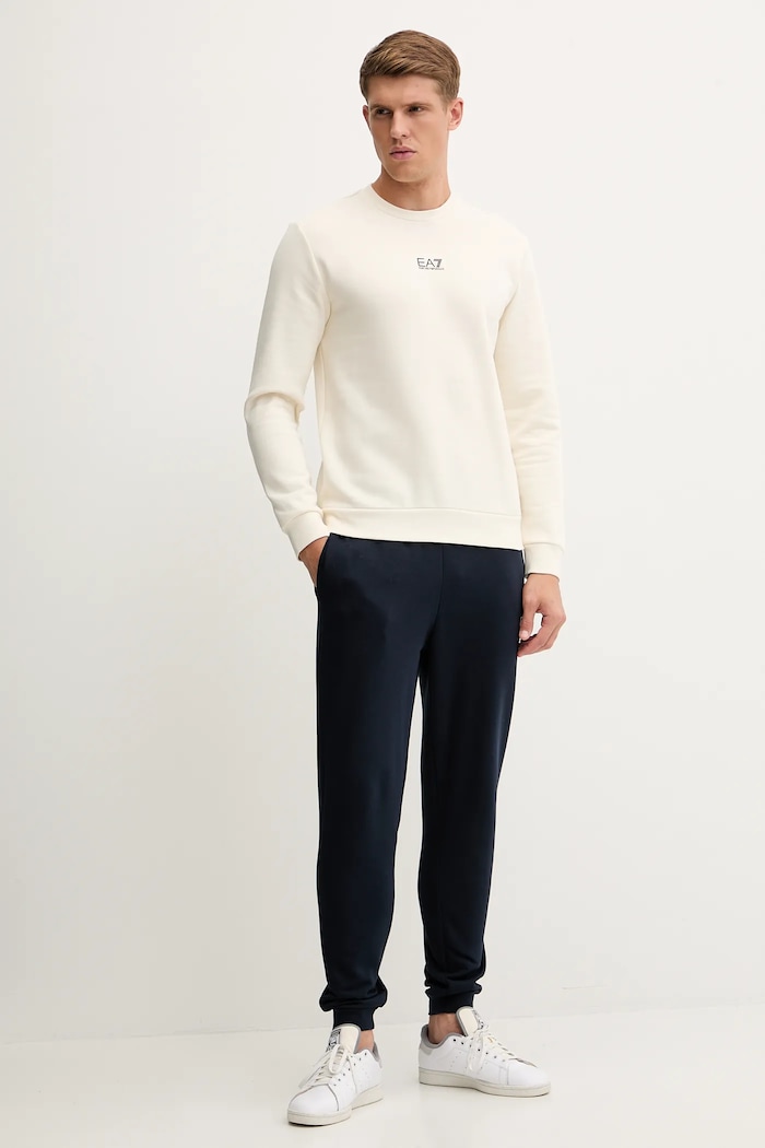 EA7 Emporio Armani hanorac pentru bărbați cu bumbac PJVTZ.8NPM34 bej AW25