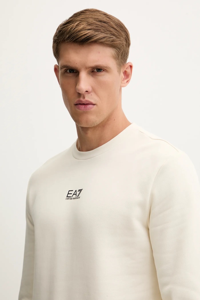 EA7 Emporio Armani hanorac pentru bărbați cu bumbac bej PJVTZ.8NPM34