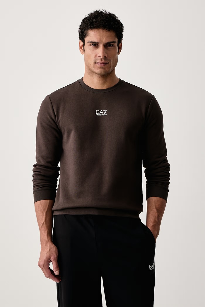 EA7 Emporio Armani Bluza męska z bawełną brązowy PJVTZ.8NPM34