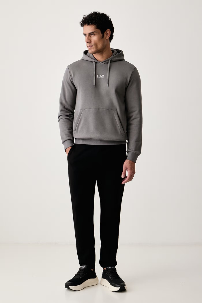 EA7 Emporio Armani Bluza z kapturem męska z bawełną PJVTZ.8NPM37 szary AW25