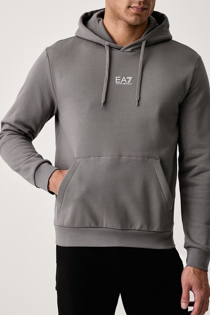 Bluza z kapturem męska z bawełną EA7 Emporio Armani PJVTZ.8NPM37 szary