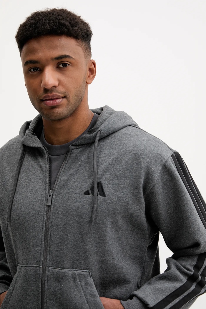 adidas bluza z kapturem męska z bawełną Essentials szary JL9824
