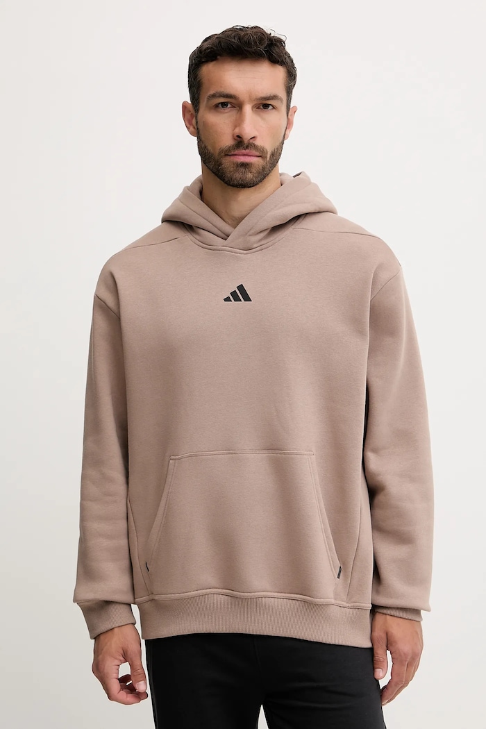 Tréningová mikina adidas Performance POWER s kapucňou hnedá JZ6250