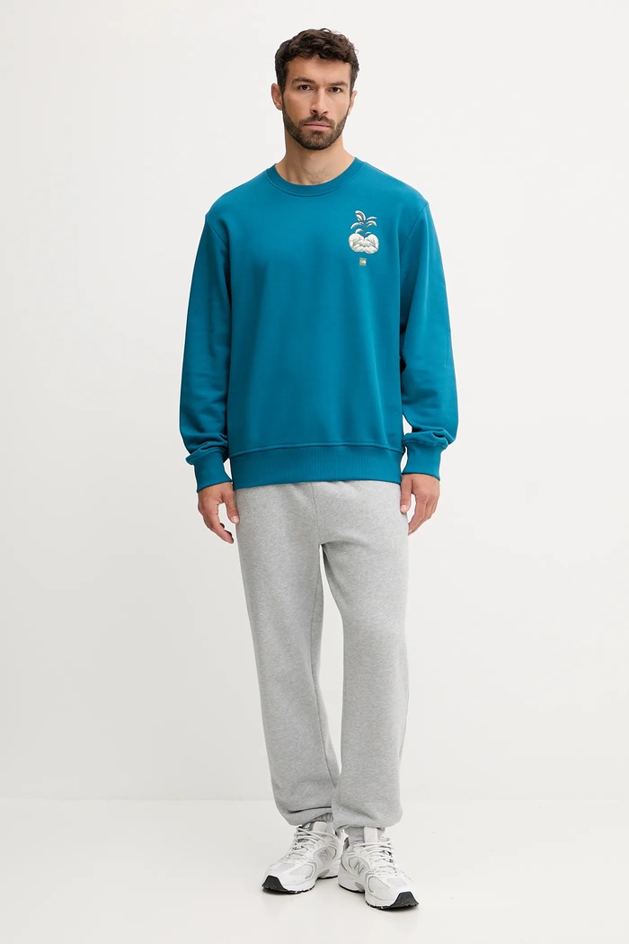 Памучен суичър The North Face Connect Relaxed NF0A8E3ZBSI1 тюркоазен AW25