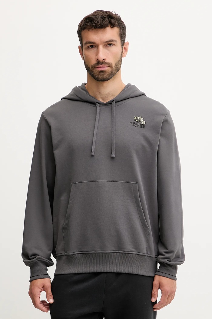 Bavlněná mikina The North Face Flowe Dome potisk šedá NF0A8EGZRHI1