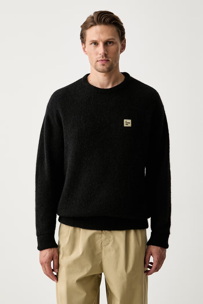 American Vintage sweter męski z wełną czarny MVITO18A