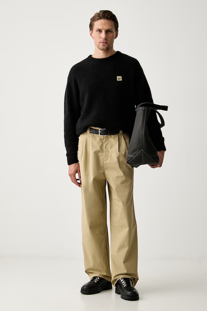 American Vintage sweter męski z wełną MVITO18A czarny AW25