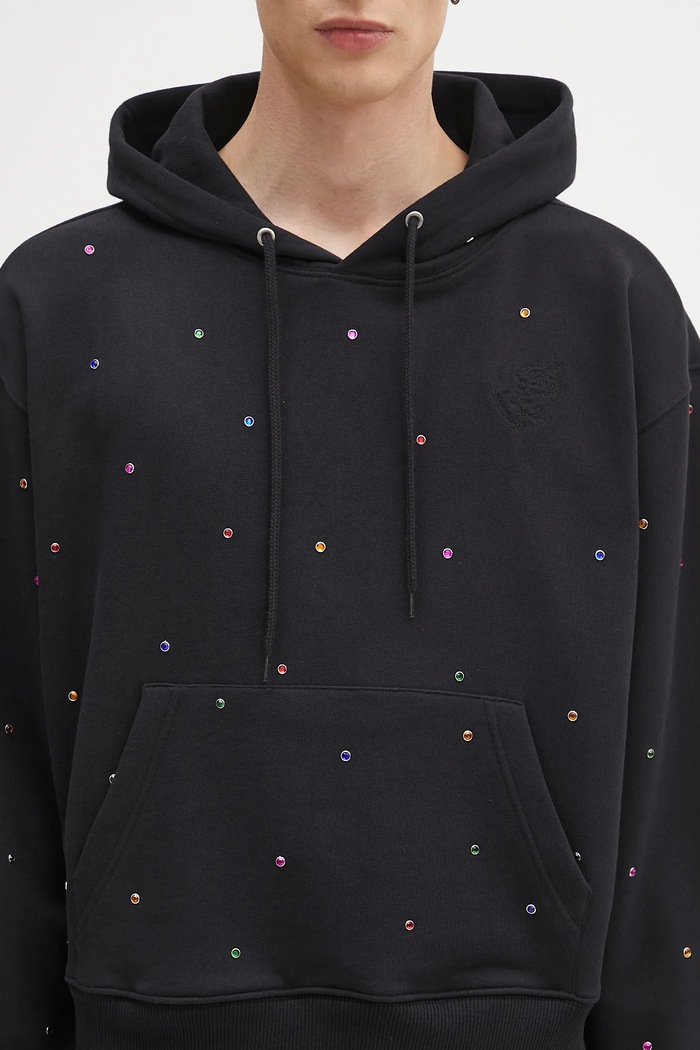Βαμβακερή μπλούζα Sky High Farm Studded hoodie μαύρο SHF07T041