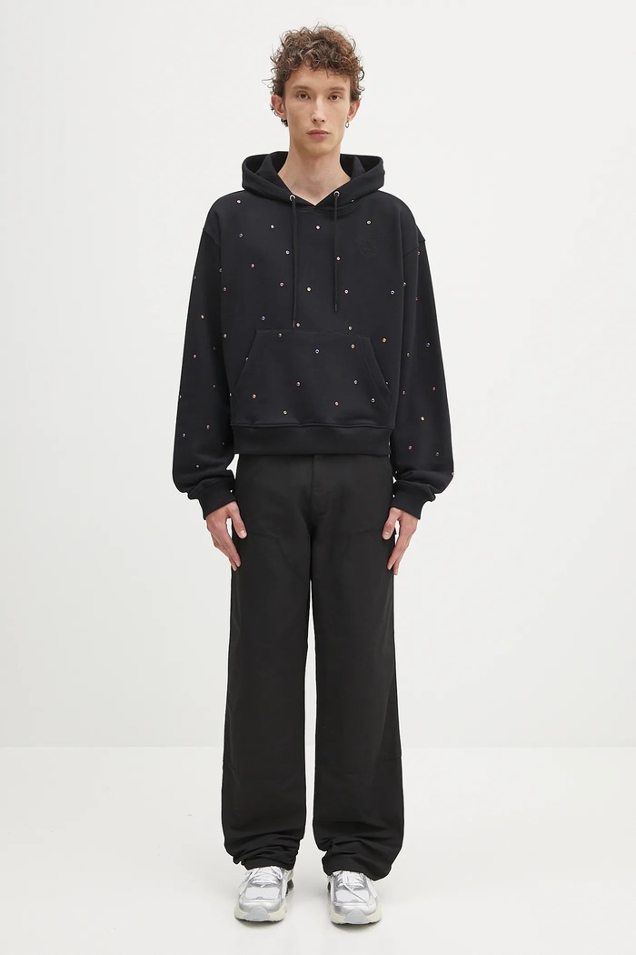 Βαμβακερή μπλούζα Sky High Farm Studded hoodie SHF07T041 μαύρο