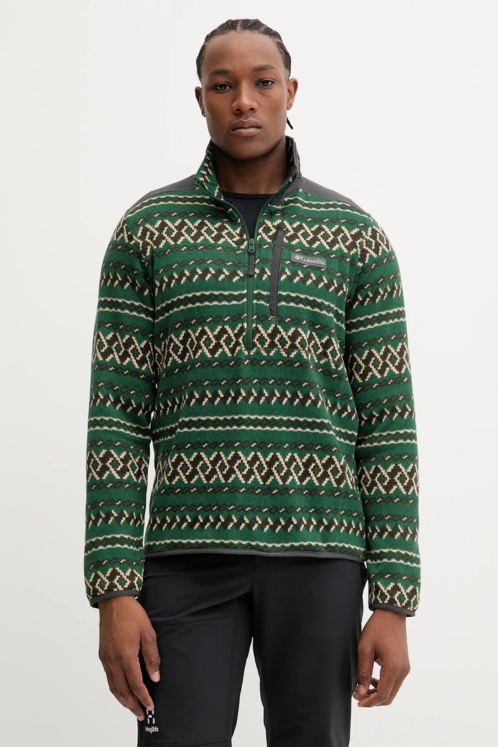Outdoorová mikina Columbia Sweater Weather bez kapucne zelená 2097741