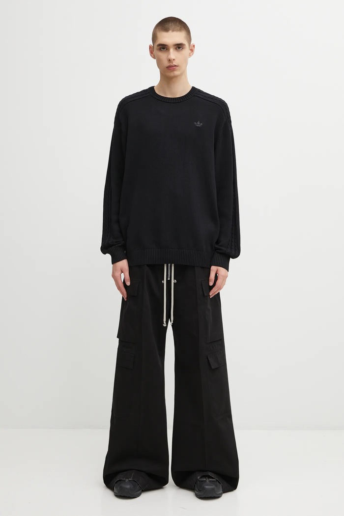 Бавовняний светр adidas Originals P Ess Knit Crew JY2648 чорний
