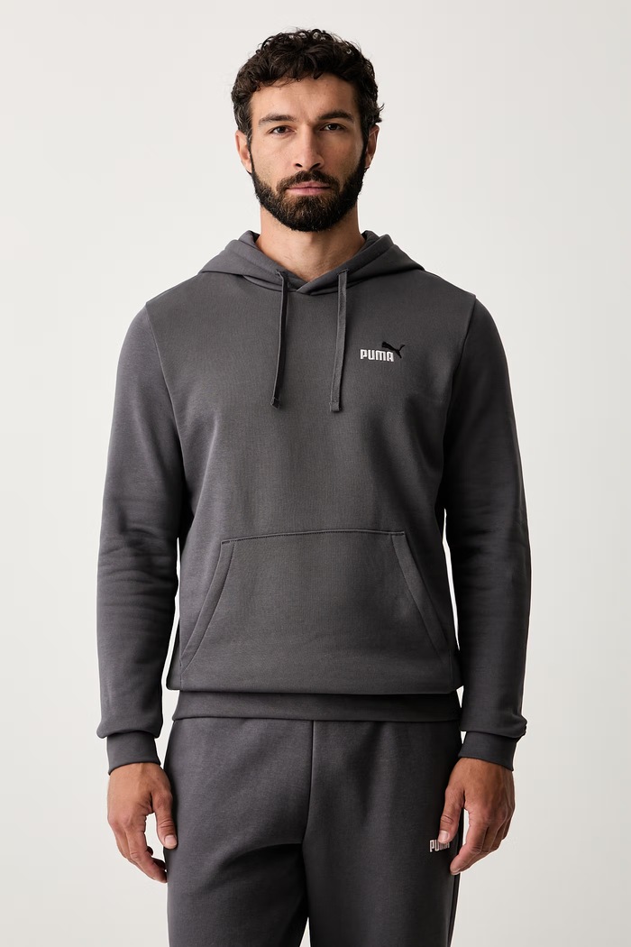 Puma bluza z kapturem męska z bawełną Essential Color szary 684718