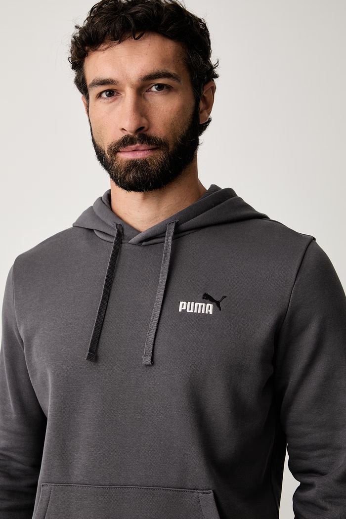 Puma bluza z kapturem męska z bawełną Essential Color szary 684718
