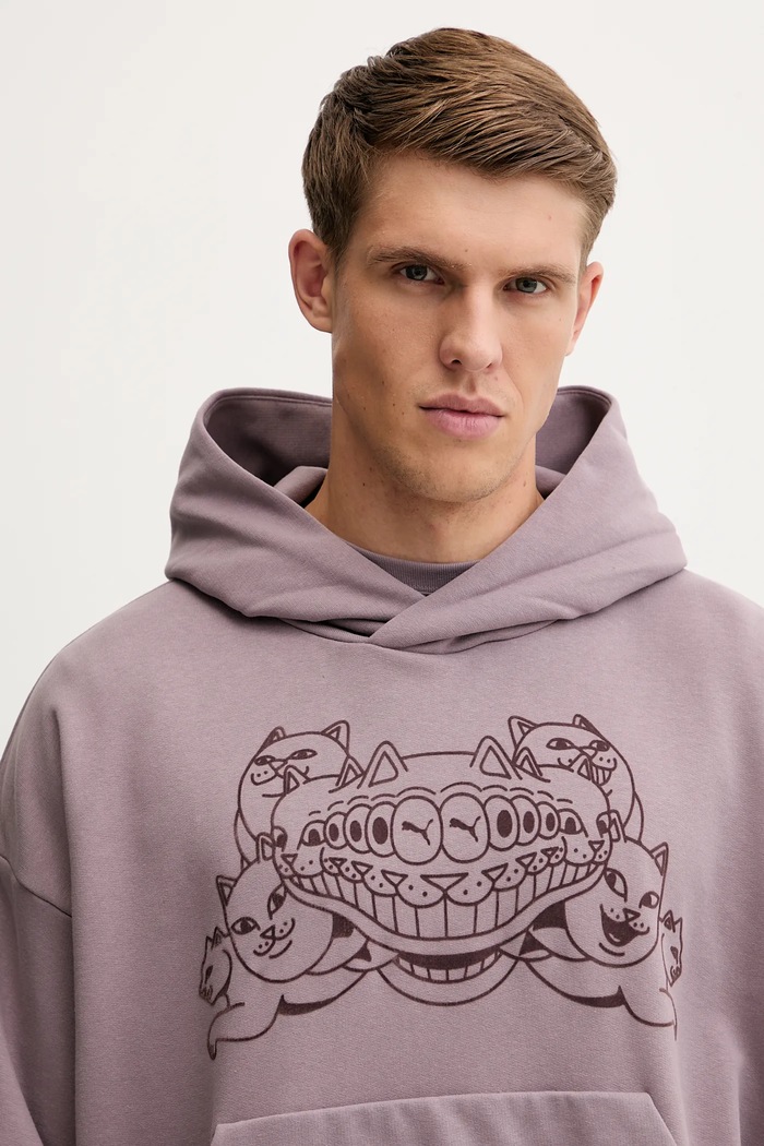 Βαμβακερή μπλούζα Puma PUMA x RIPNDIP μωβ 632414