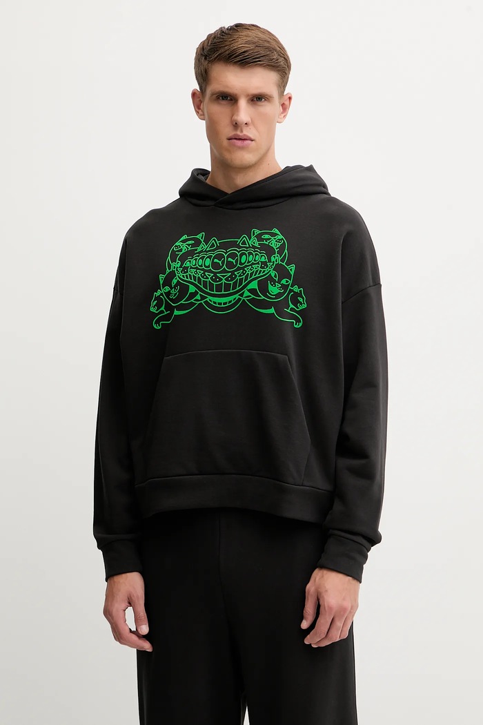 Βαμβακερή μπλούζα Puma PUMA x RIPNDIP με κουκούλα μαύρο 632414