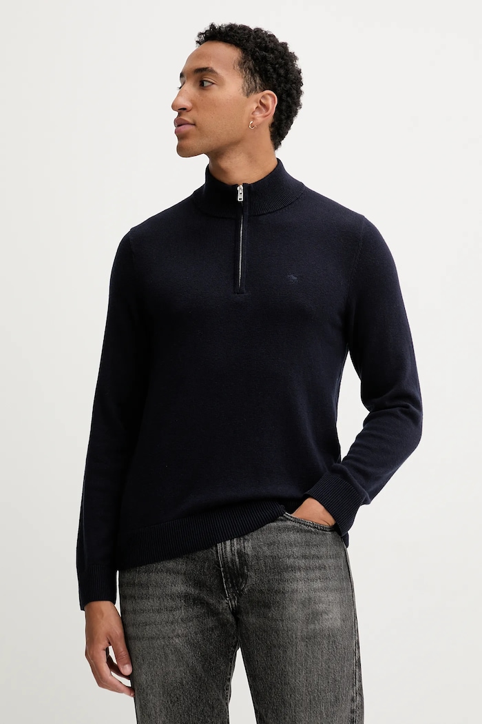 Πουλόβερ με προσθήκη μαλλιού Abercrombie & Fitch KI120.5139.200 σκούρο μπλε