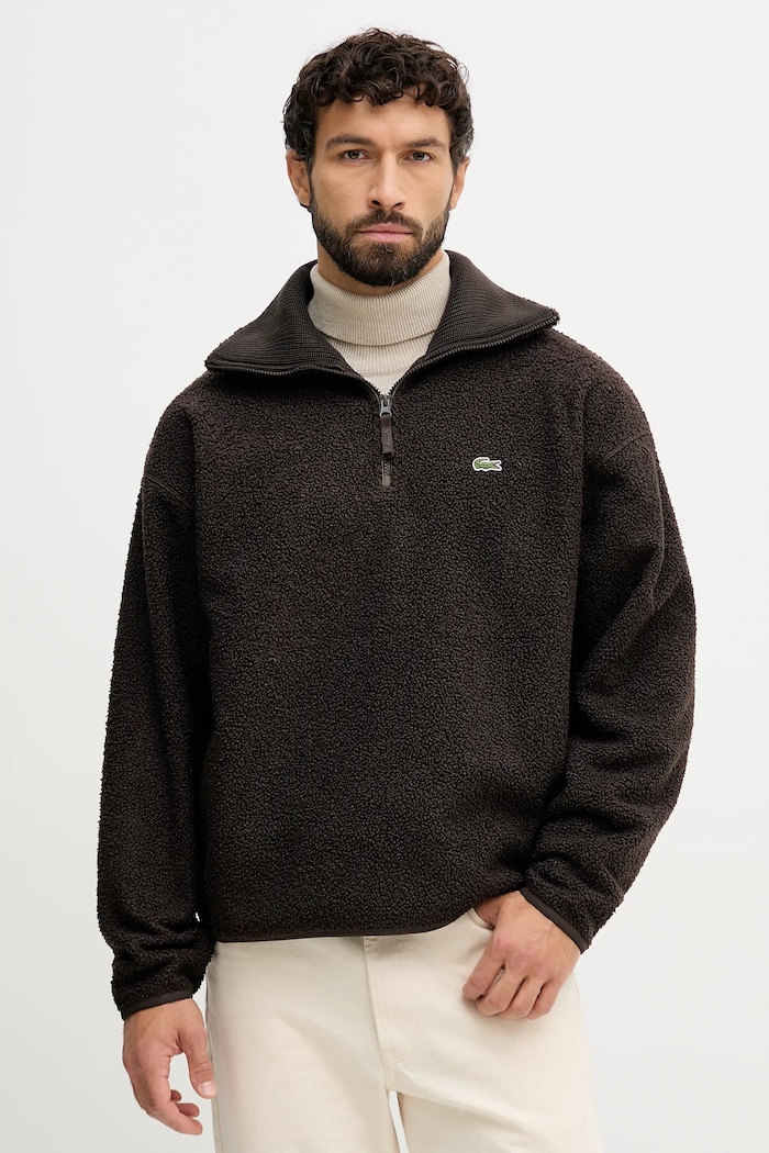 Lacoste fleece sweatshirt plain brown SH5500