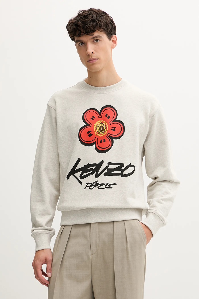 Kenzo bluza bawełniana Kenzo x Futura nadruk szary FF65SW2524MC