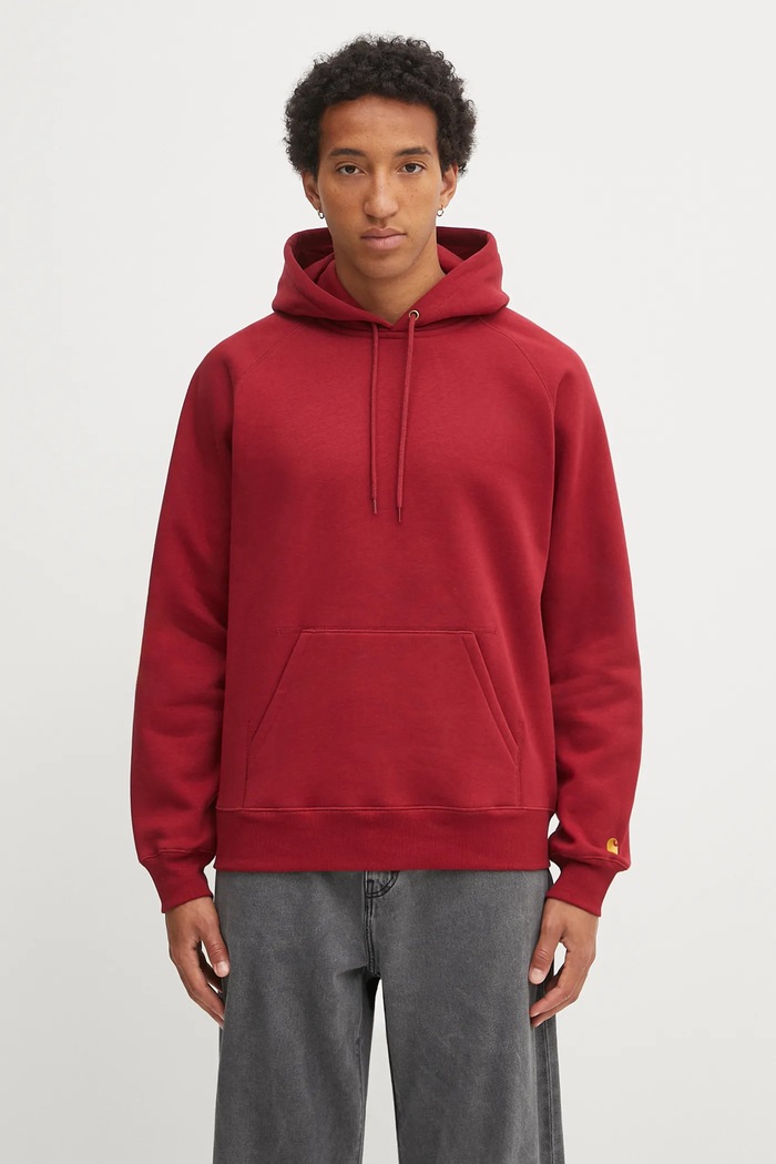 Dukserica Carhartt WIP Hooded Chase bez uzorka crvena I033661.30QXX