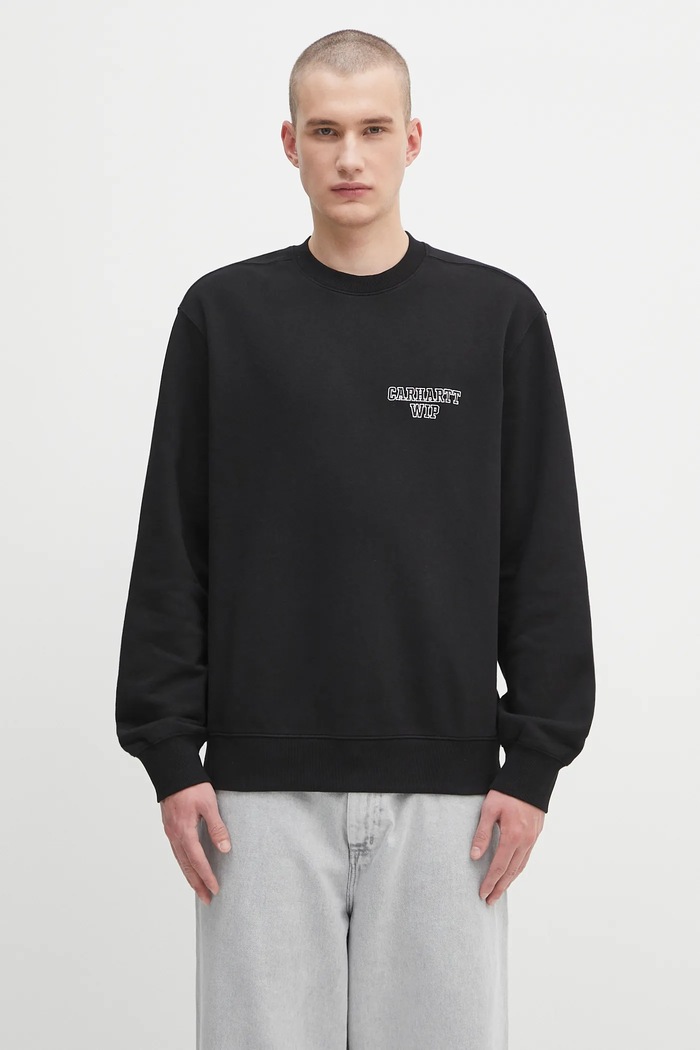 Pamučna dukserica Carhartt WIP Alumni bez uzorka crna I035190.89XX