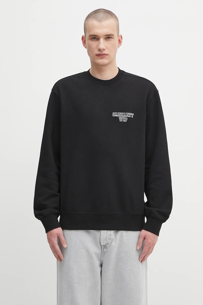 Pamučna dukserica Carhartt WIP Alumni bez uzorka crna I035190.89XX