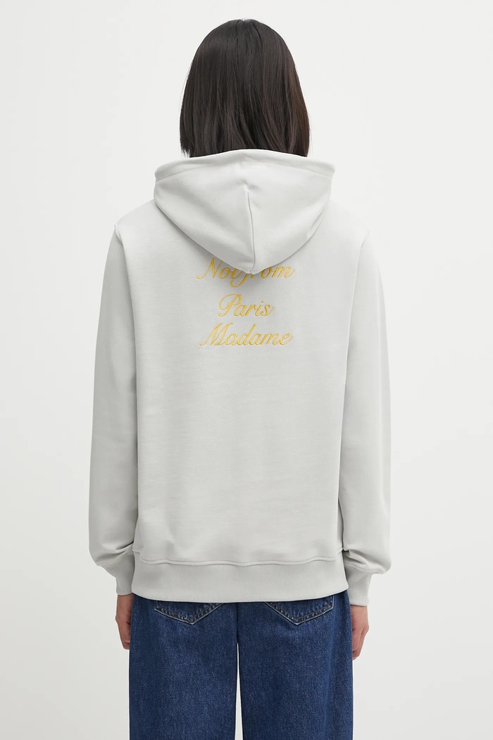 Bavlněná mikina Drôle de Monsieur Le Hoodie Slogan Calligraphy nášivka šedá I.HO168.CO127