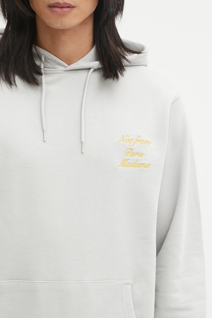 Bavlněná mikina Drôle de Monsieur Le Hoodie Slogan Calligraphy šedá I.HO168.CO127
