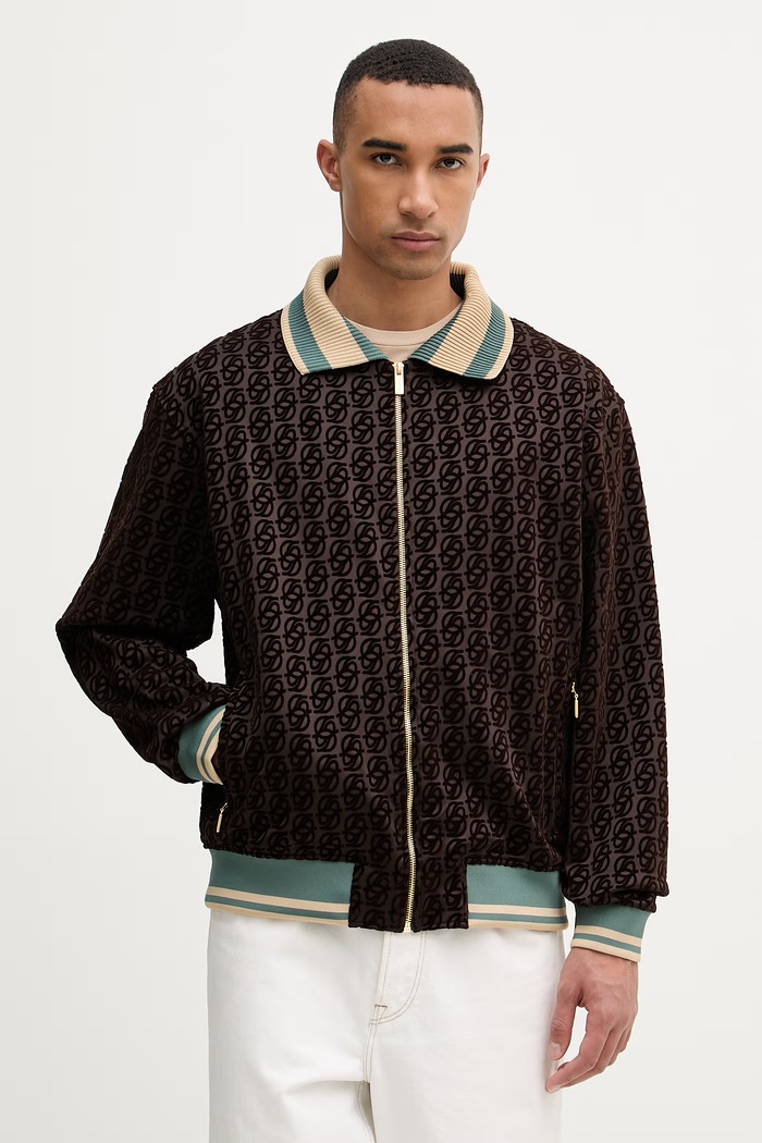 Mikina Drôle de Monsieur La Veste SurvÍtement Monogramme bez kapuce hnědá I.SJ008.PL159