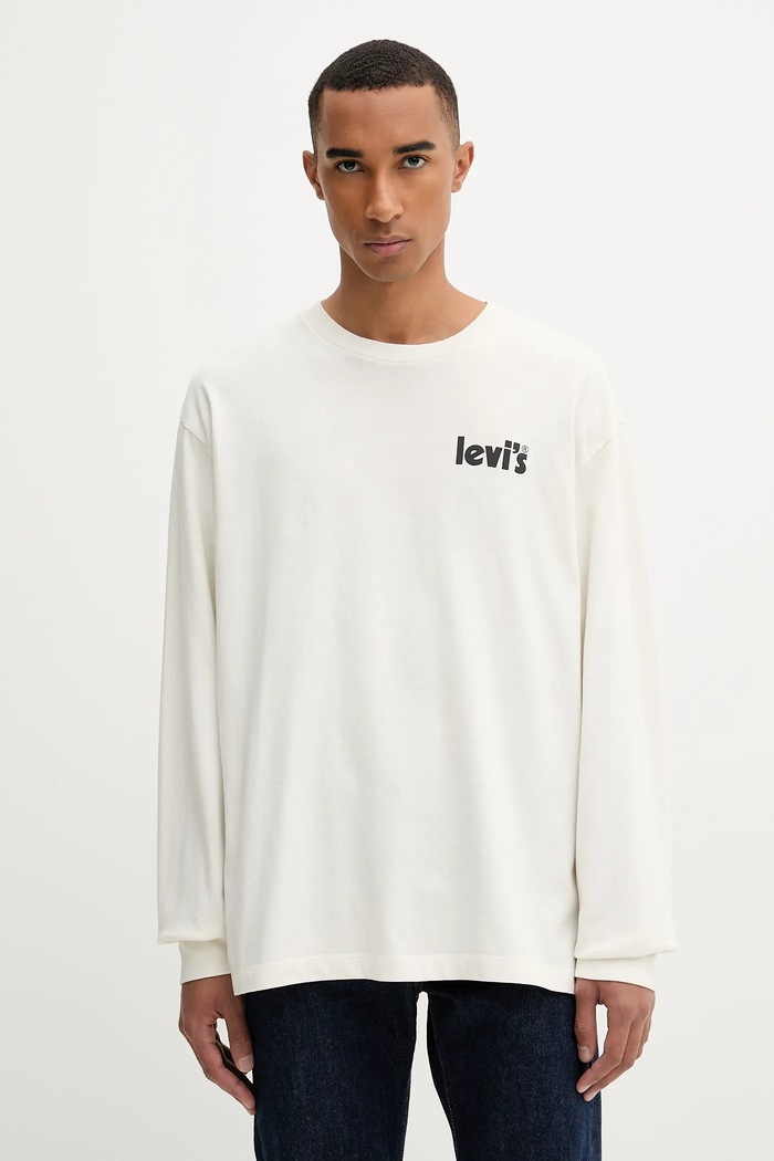 Oblečenie Bavlnené tričko s dlhým rukávom Levi's 005N7 béžová