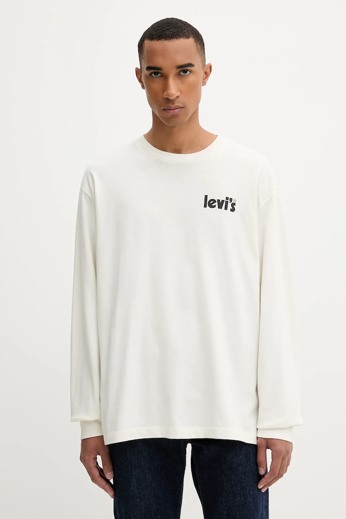 Oblečenie Bavlnené tričko s dlhým rukávom Levi's 005N7 béžová