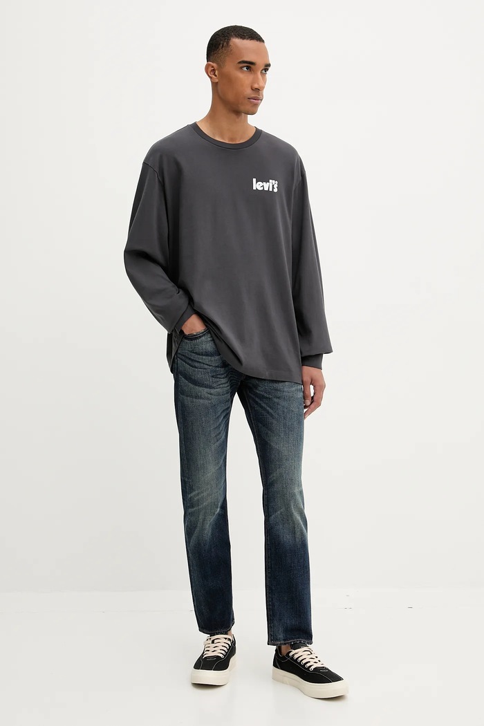 Bavlnené tričko s dlhým rukávom Levi's 005N7.0001 sivá AW25