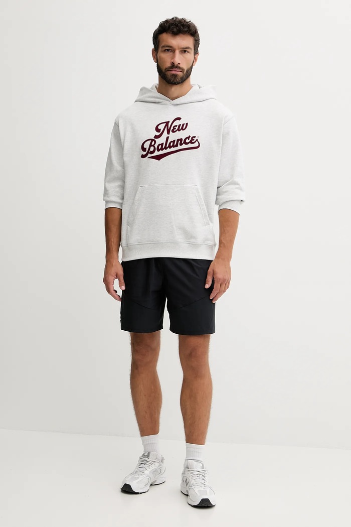 New Balance bluza bawełniana MT53902AHH szary AW25