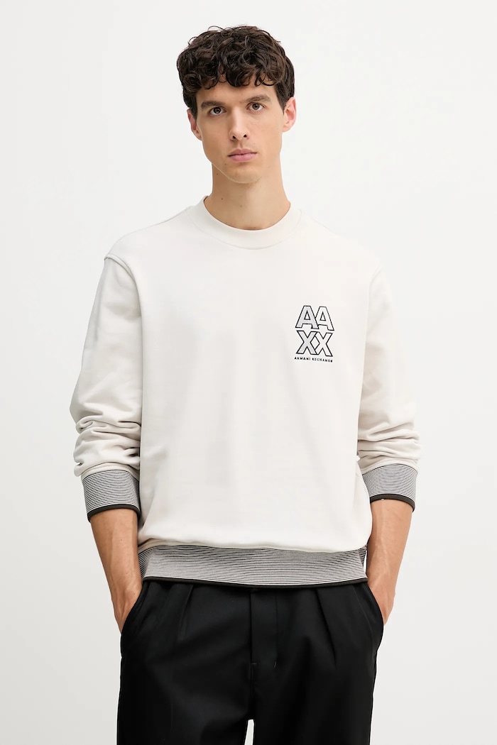 Bavlnená mikina Armani Exchange bavlna béžová XM001040.AF10830
