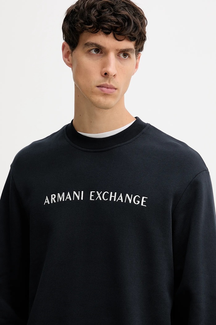 Bombažen pulover Armani Exchange mornarsko modra XM001418.AF16434