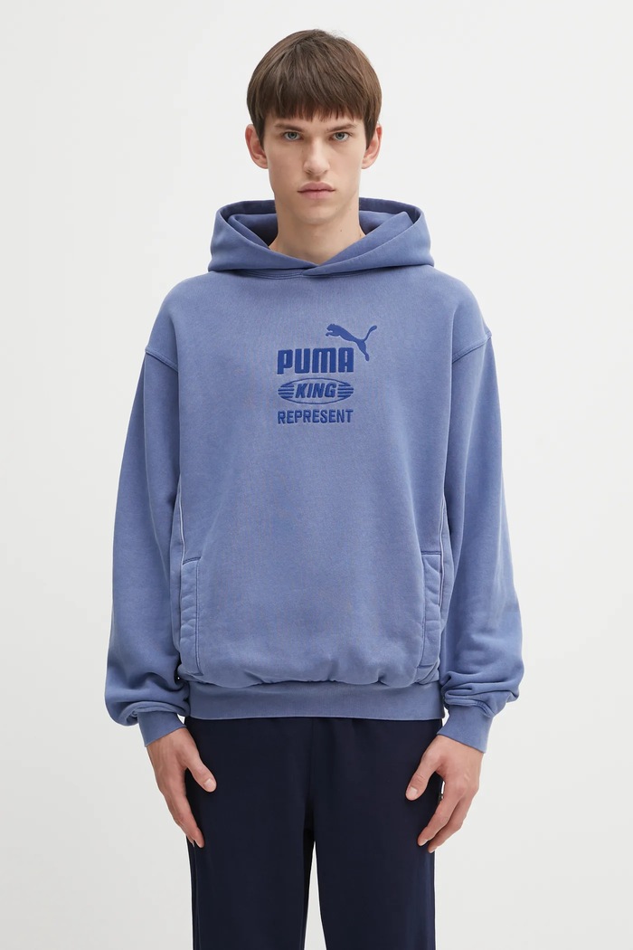 Puma PUMA x REPRESENT hanorac cu glugă bărbătesc de bumbac albastru 632542