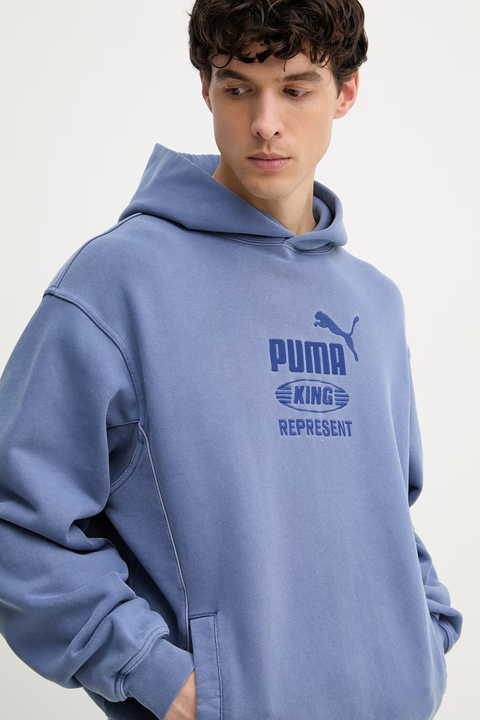 Puma bluza z kapturem męska bawełniana PUMA x REPRESENT niebieski 632542