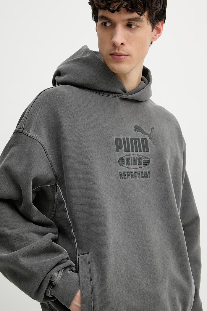 Puma hanorac cu glugă bărbați bumbac PUMA x REPRESENT gri 632542
