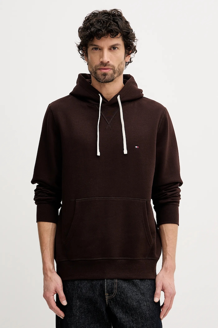 Mikina Tommy Hilfiger s kapucí hnědá MW0MW39997