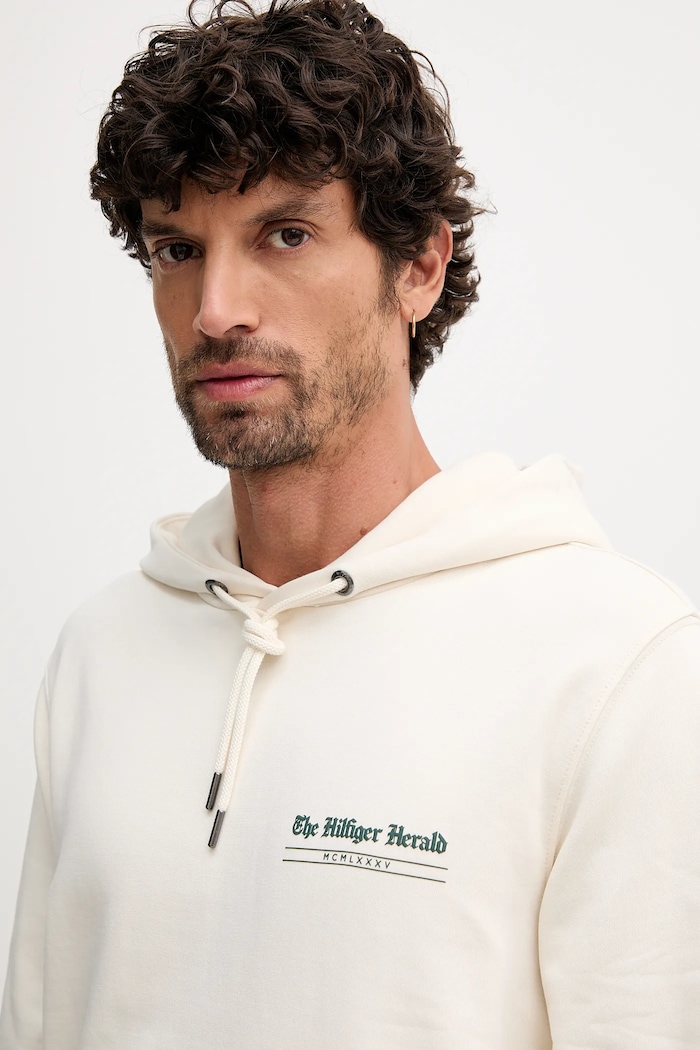 Pamučna dukserica Tommy Hilfiger bež MW0MW40065